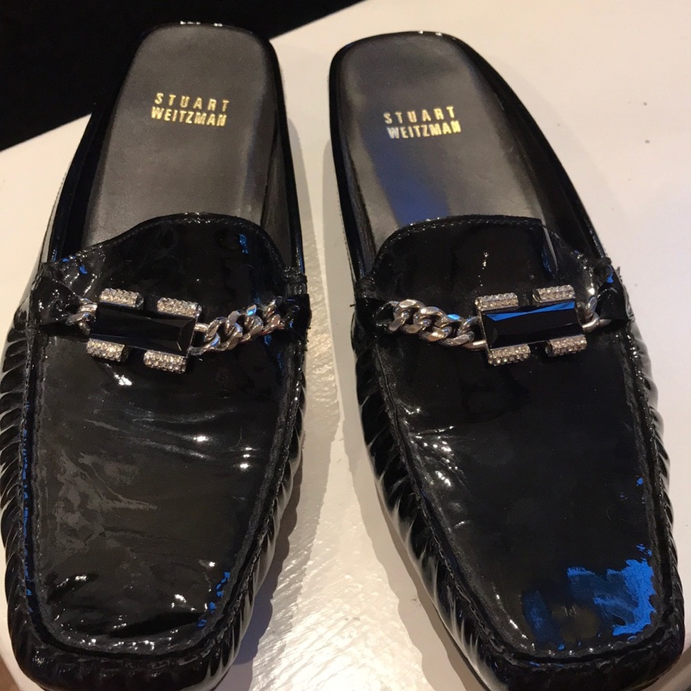 Start Weitzman Black Patent Slides - image 2